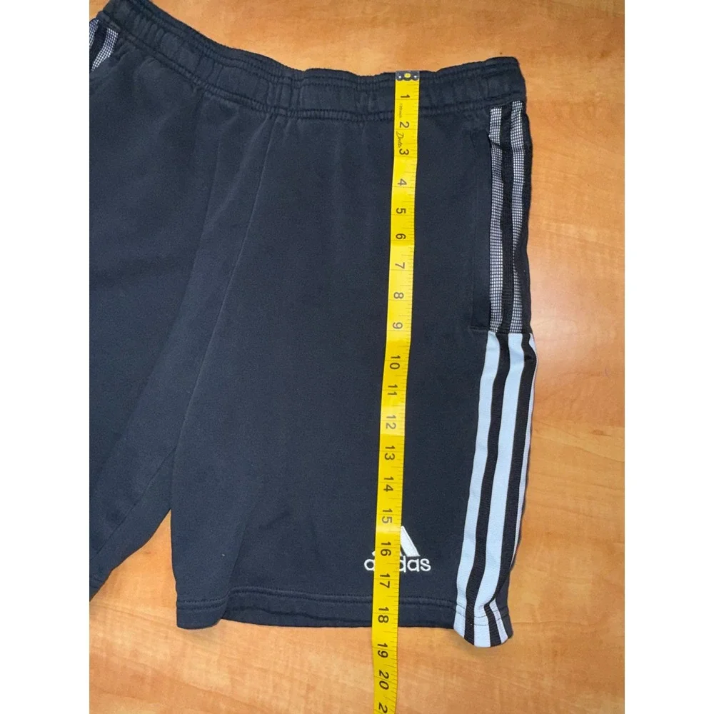 Adidas Mens Fleece Athletic‎ Shorts Black White Three Stripe Medium M